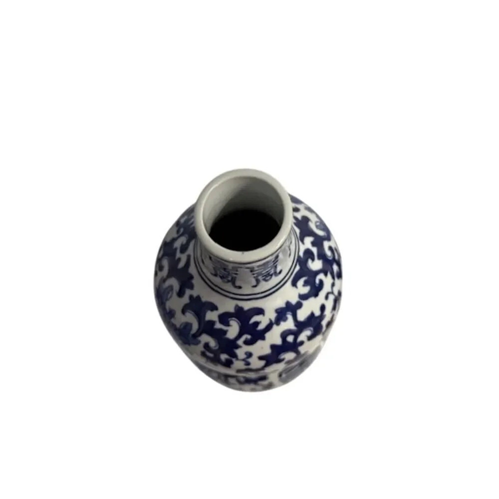 Vintage Ceramic Porcelain Blue White Floral Gourd Chinese Vase Bottle 14